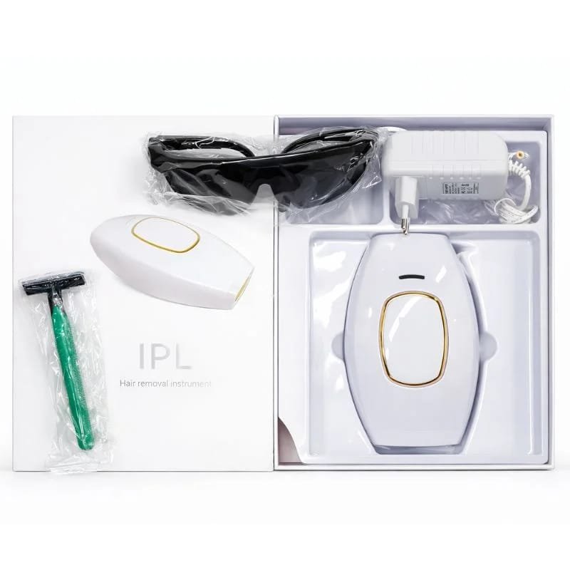 Mini IPL Hair Removal Device - Permanent Painless Laser Hair Remover For Women | 500,000 Flashes | Full Body, Face, Underarm, Bikini & Legs | With Safety Glasses & Razor